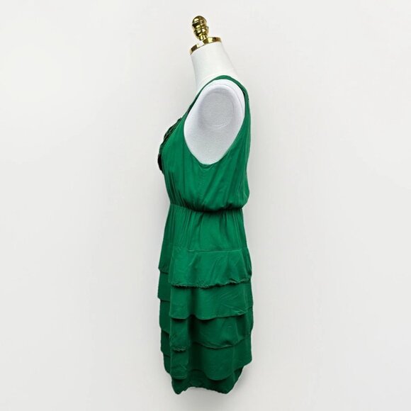 Anthropologie Maeve Gathered Together Sleeveless Tier Dress - Green - 8 -Worn 1X - Picture 12 of 16